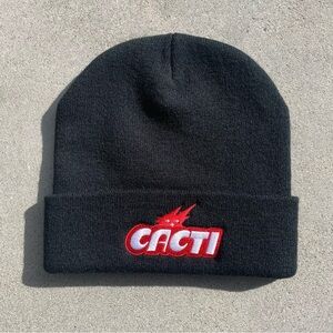 Travis Scott x Cacti Brand Logo Black Unisex Beanie OSFM Rapper 100% Acrylic